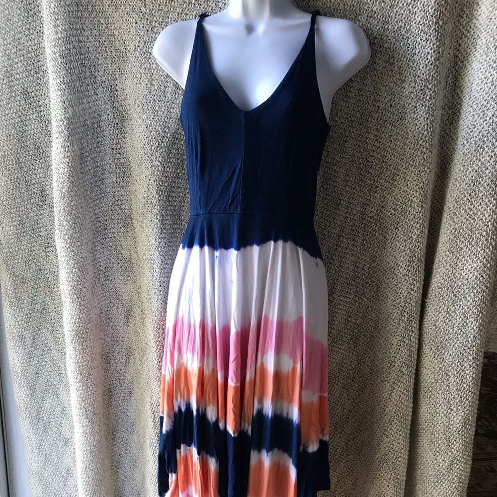 Tie dye low back handkerchief cut dress